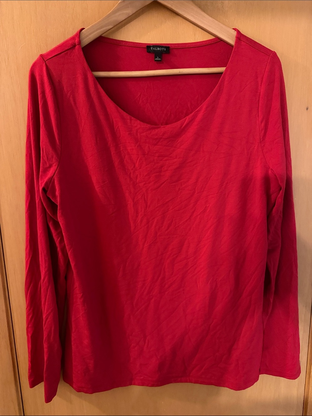 Talbots Women’s Scoop Neck Long Sleeve Stretch Top Red Size Large